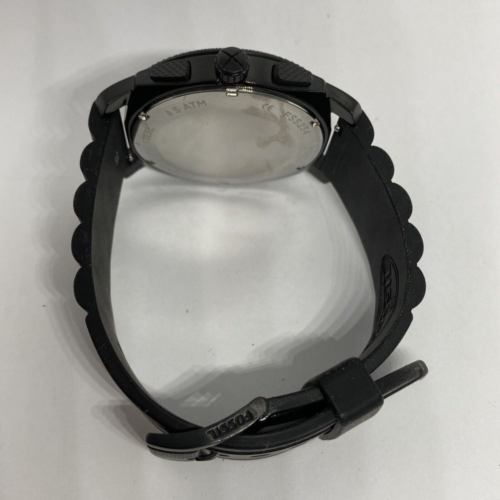Fossil Machine FS5234 Men Black Resin Analog Black Dial Quartz Wrist Watch WO371 - Picture 11 of 12